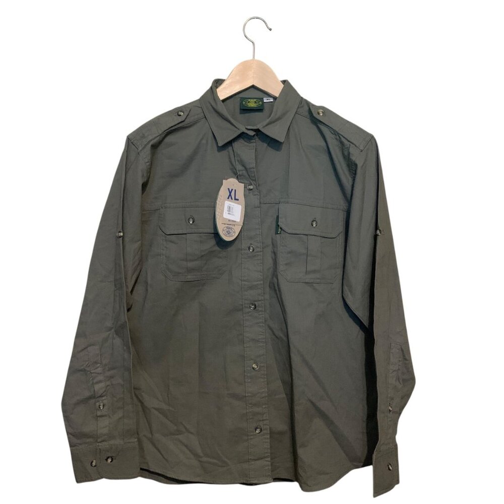 NWT Tag Safari Womens Hunting Shirt Gray Button-Up XL‎ Big Game Trophy